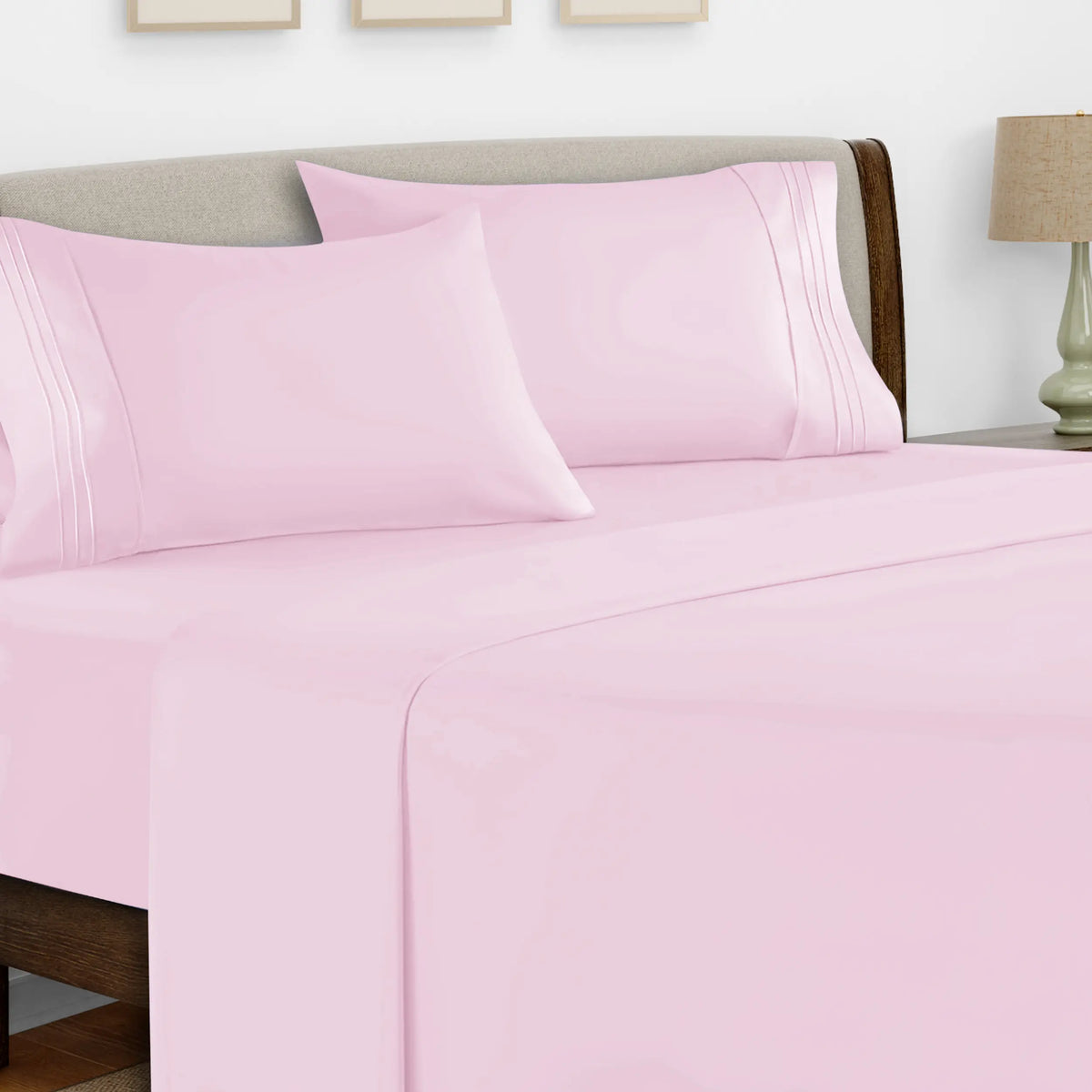 LDC Lux Decor Collection 4-Piece Soft Breathable Decorative Bedsheet Set - 16" Deep Pocket, Floral Bedding, Embroidered Pillowcases, Quatrefoil Design, Fade-Resistant for Long Use, Breathable Warm, Fits Queen/King/California King