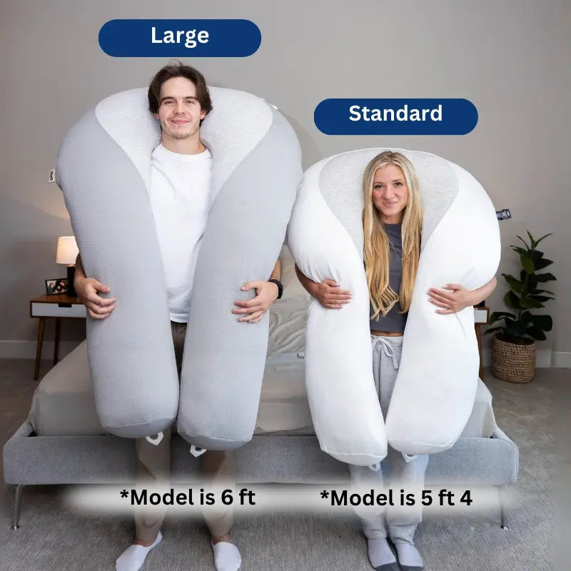 Hugl Giant U Shaped Cooling Body Pillow All Natural Bamboo Self Cooling Fabric Ergonomic Design for Back Neck Support Machine Washable Supportive Memory Foam Orthopedic Memory Foam with Free Cooling Blanket/Eyemask