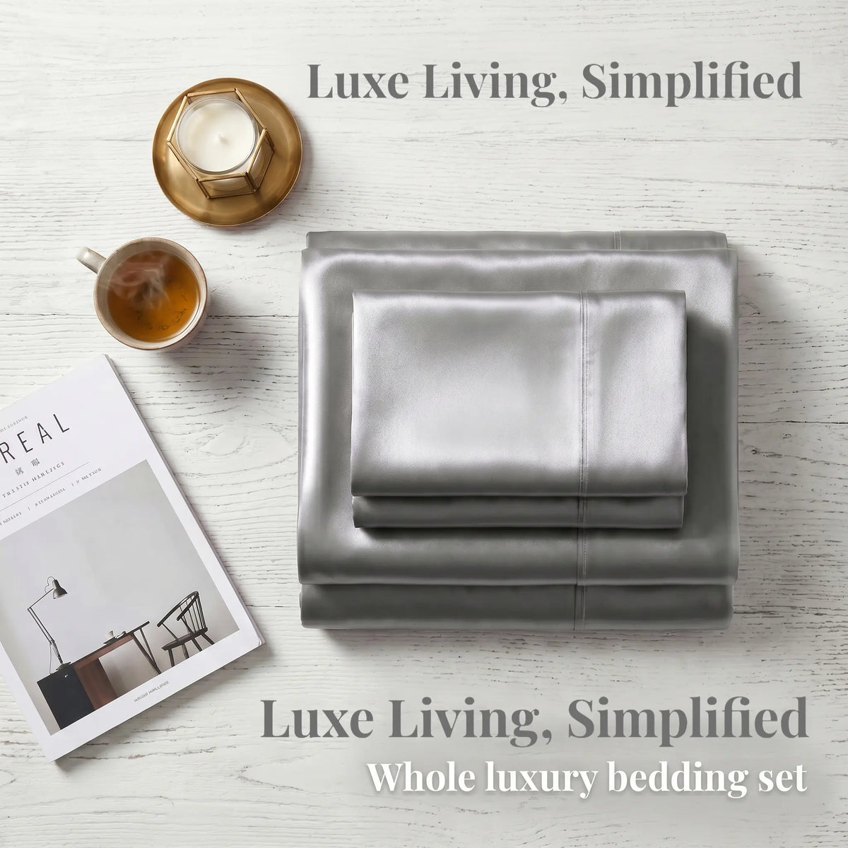 Solid Color Satin Sheets Set 3/4-Piece – Includes Flat Sheet, Fitted Sheet and Pillowcases, Ultra-Silky & Breathable with Natural Luster, Hotel Quality Bedding top sheet summerwins luxury cozy, Machine Wash, satin bed sheets, Skin-Friendly