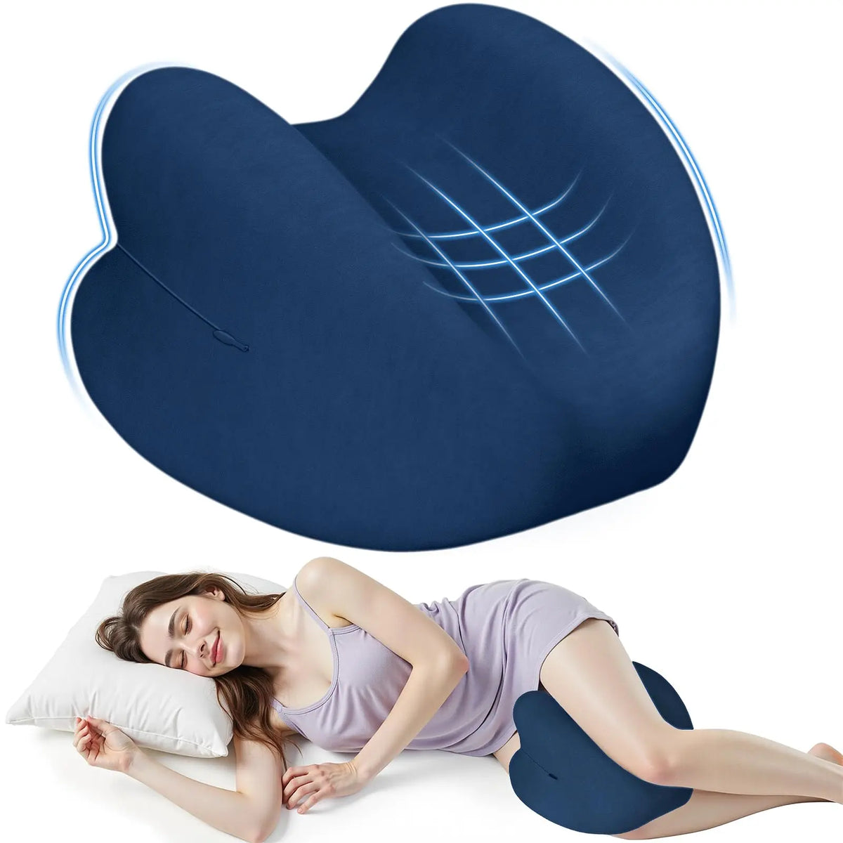 High-Density Durable Memory Foam Knee Pillow - Heart Shape Sleep Cushion for Side Sleepers, Breathable Fabric, Hidden Zipper, Aids Knees-Hips-Spinal Alignment, Allow 24 Hours for Full Expansion,sohochic