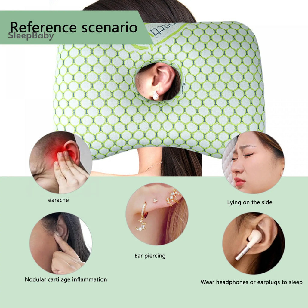 Ear Piercing Pillow for Side Sleepers, Polyester Fibre Washable Ear Guard Pillow for Adults