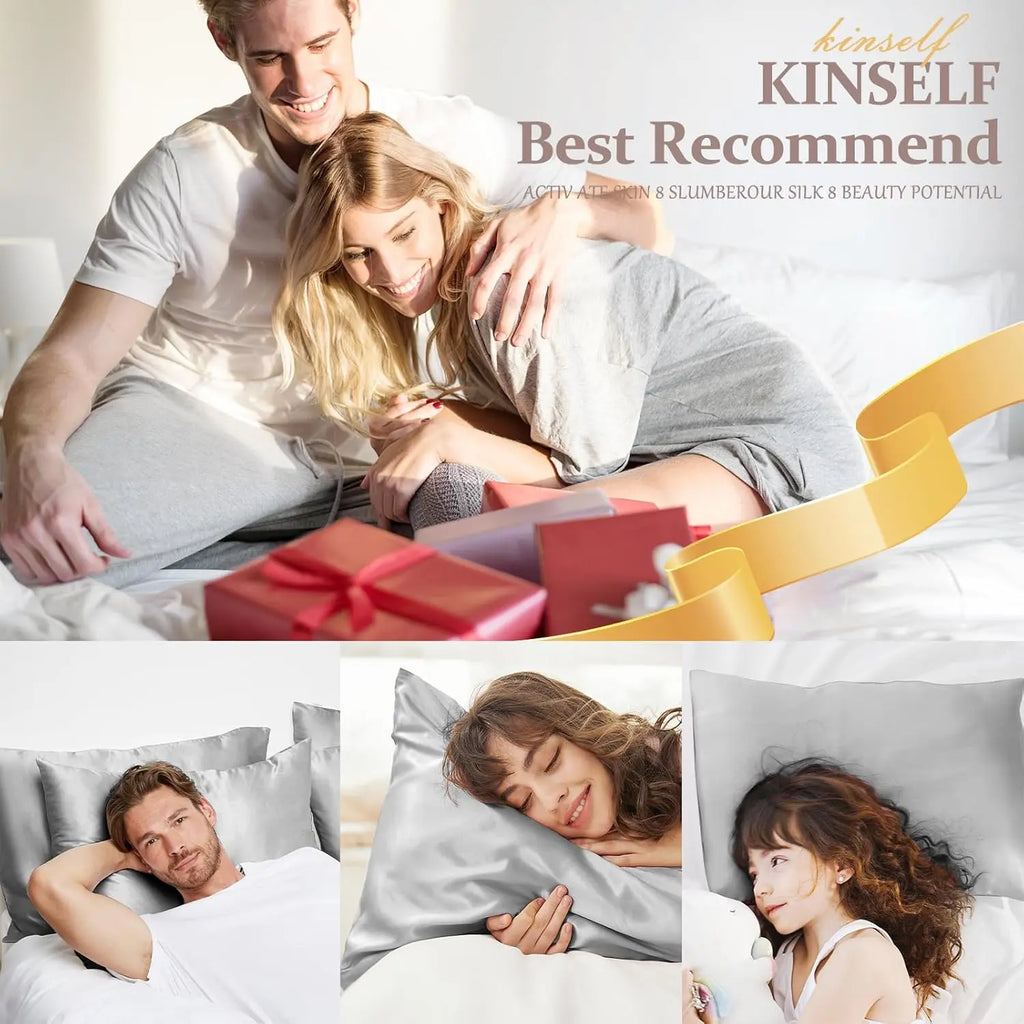 Dysiuv 2-Pack Queen Pure Silk Pillowcases, Premium Bedding Linens, Luxurious Beddings, 100% Mulberry Silk, Double-Sided, Anti-Allergic, Cooling, Silky Soft, Wrinkle-Resistant, Hair & Skin Protective, Fade-Resistant, Neat Stitching, Non-Run Bedroom Gifts