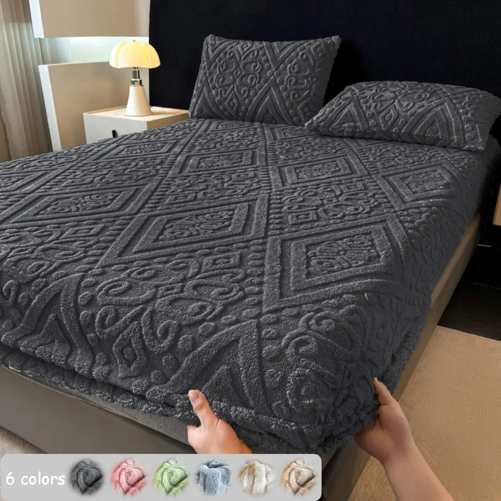 2/3pcs Solid Color Milk Velvet Fitted Sheet Mattress Cover Set, Ultra Soft Warm Bed Cover with 1/2 Pillowcases, Skin-Friendly Dustproof Breathable Sheets Polyester Bedding Set for Bedroom, Hotel & Guest Room, Bed Linens