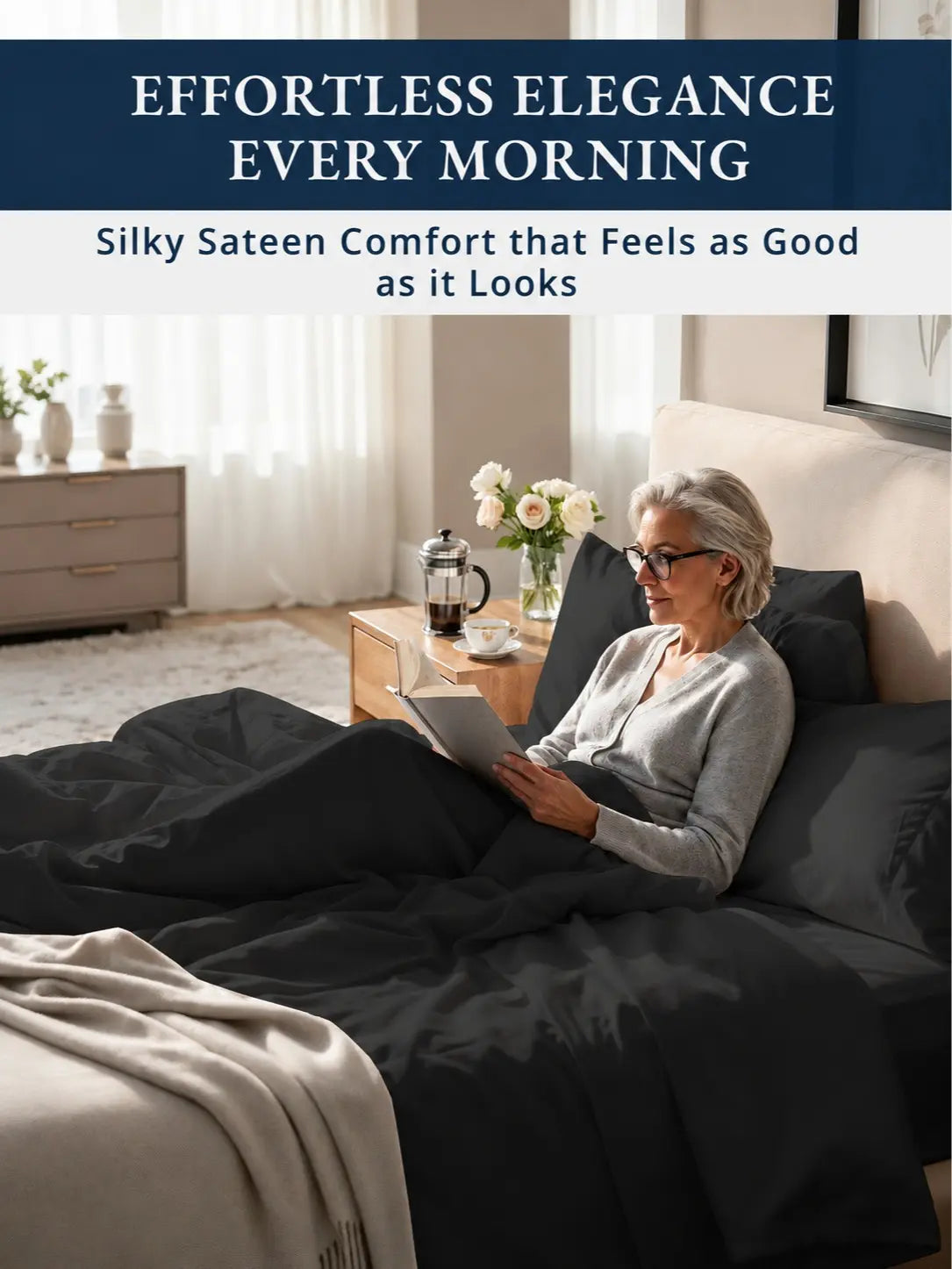 LANE LINEN 1000 Thread Count 100% Egyptian Cotton Sateen Sheet Set, OEKO-TEX Certified, 15" Deep Pocket, Naturally Cooling & Breathable, Hotel Luxury Bedding