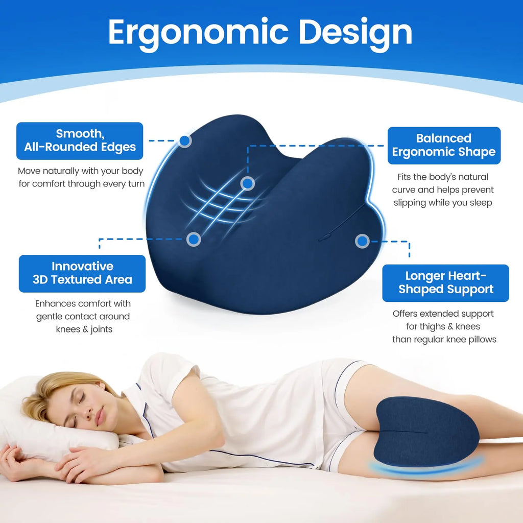 High-Density Durable Memory Foam Knee Pillow - Heart Shape Sleep Cushion for Side Sleepers, Breathable Fabric, Hidden Zipper, Aids Knees-Hips-Spinal Alignment, Allow 24 Hours for Full Expansion,sohochic