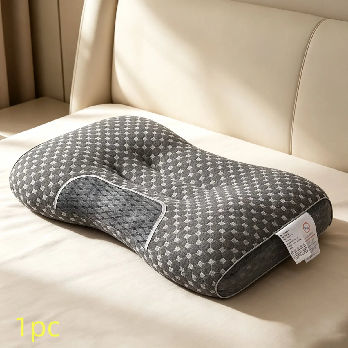 1/2pcs Polyester core neck pillow, providing comfortable support for the neck, an ergonomic high-low contour neck pillow that offers support for side-lying, back, and stomach sleeping, washable pillowcase (black)
