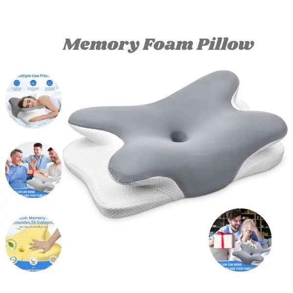 Cervical Neck Pillow for Sleeping - Orthopedic High-Density Curved Memory Foam, Ergonomic Support for Neck & Shoulder Pain Relief, Breathable Washable Cover, Sleeping Aid for Side/Back Sleepers, Good Posture & Posture Fix Gap Filler, Cervical Neck Pillows