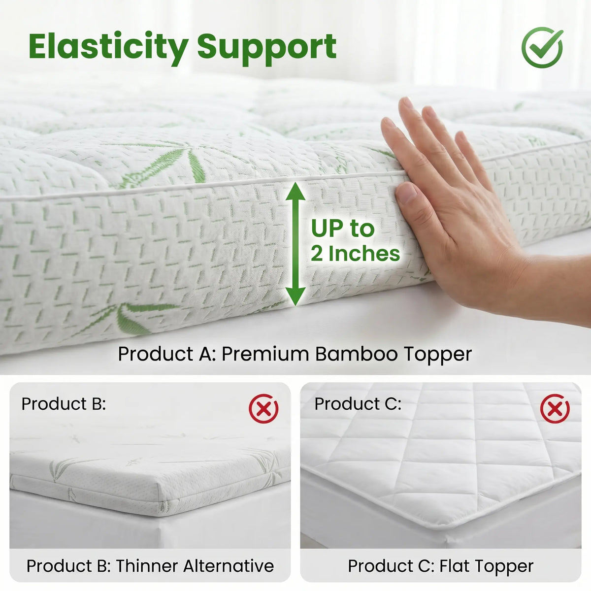 1PC Bamboo Mattress Topper, Extra Thick Cooling Pillow Top, Deep Pocket 6-18 Inch, Breathable Pressure Relief Bed Pad, Machine Washable for Luxury Sleep summerwins kid adult family bamboo topper mattress