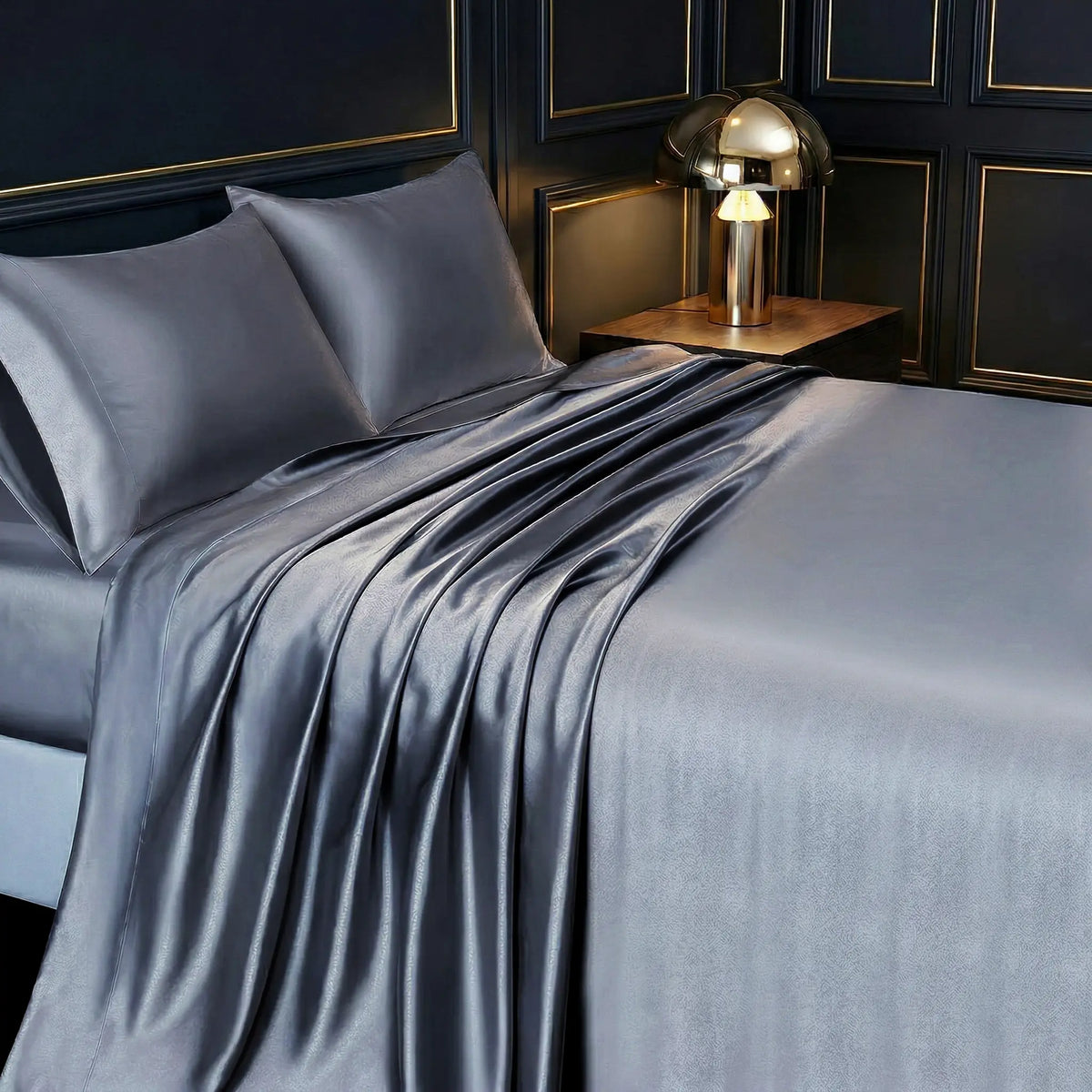 Solid Color Satin Sheets Set 3/4-Piece – Includes Flat Sheet, Fitted Sheet and Pillowcases, Ultra-Silky & Breathable with Natural Luster, Hotel Quality Bedding top sheet summerwins luxury cozy, Machine Wash, satin bed sheets, Skin-Friendly