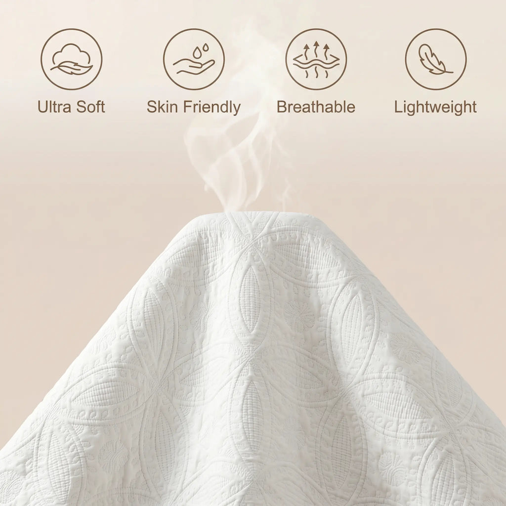 Ultrasonic 2/3-Piece Embossed Bedspread Coverlet Set – Lightweight All-Season Bedding, Soft Microfiber with Pillowcases, Machine Washable, Sizes Twin/Queen/King, bed accessories, All-Season suitable Gift aesthetic decor tiktokshopspringglowup