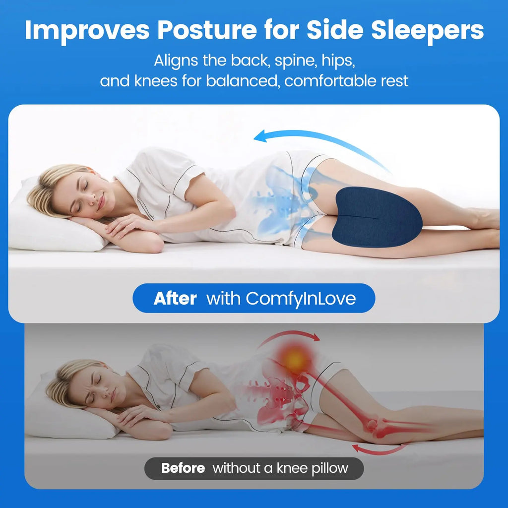 High-Density Durable Memory Foam Knee Pillow - Heart Shape Sleep Cushion for Side Sleepers, Breathable Fabric, Hidden Zipper, Aids Knees-Hips-Spinal Alignment, Allow 24 Hours for Full Expansion,sohochic