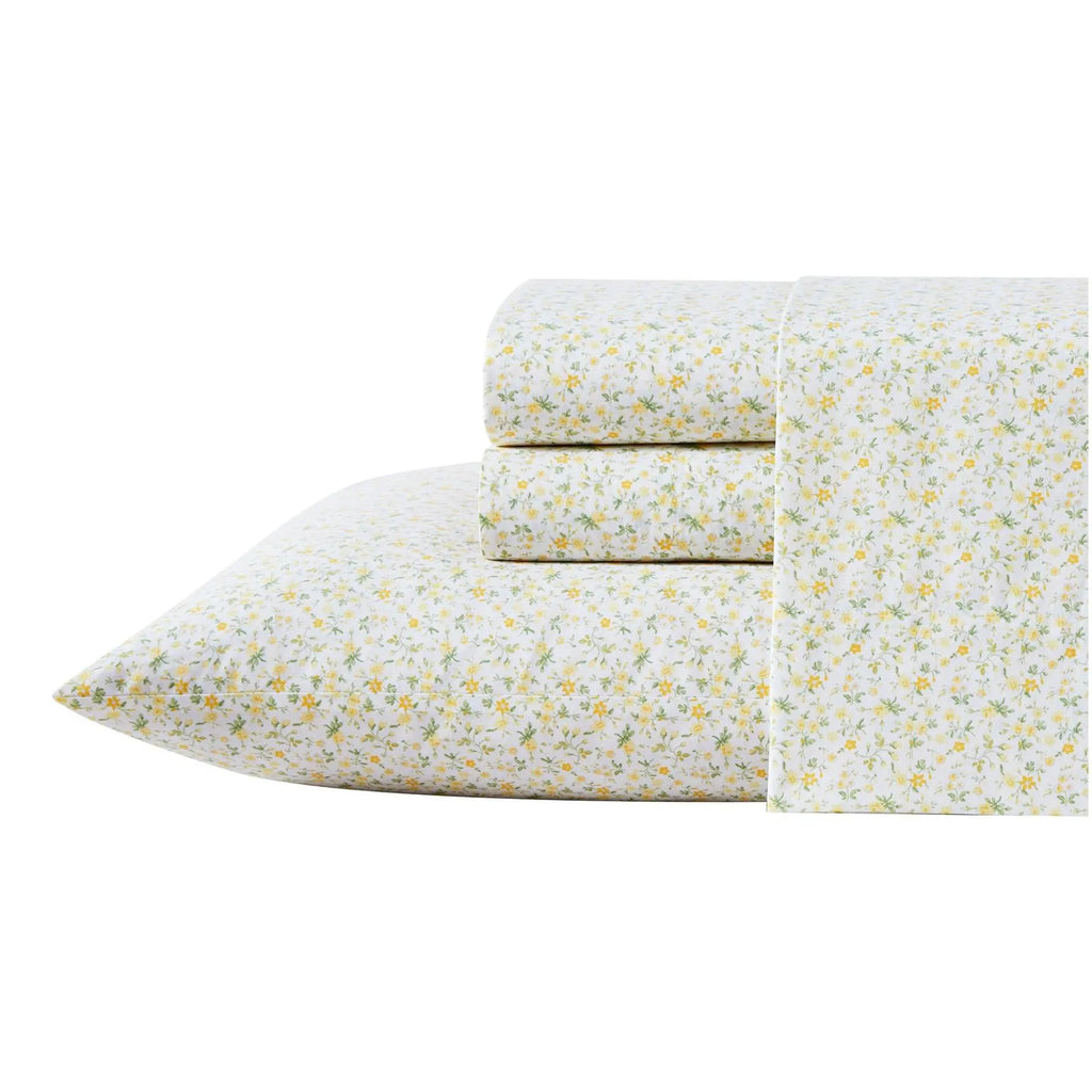 Laura Ashley Evie Yellow Cotton Full Sheet Set