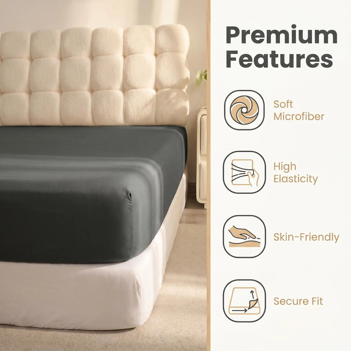 NTBAY Fitted Bed Sheet - Deep Pocket Fit Soft Comfy Bedding, Brushed Microfiber Breathable Wrinkle-Free Cover, All-Around Elastic Stays in Place, No Shrink, Chlorine-Free Bleach Safe, Tumble Dry Low, Oeko-Tex Certified