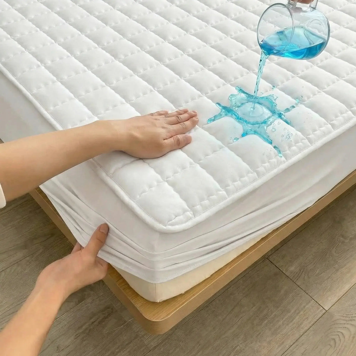 1PC Waterproof Mattress Protector (without pillowcase and pillow), Noiseless Deep Pocket Fitted Sheet, Soft & Comfortable Bed Cover, Available in Multiple Sizes, Durable and Machine Washable, Ideal for Bedroom and Home Use para colchon  bed sheet set summ