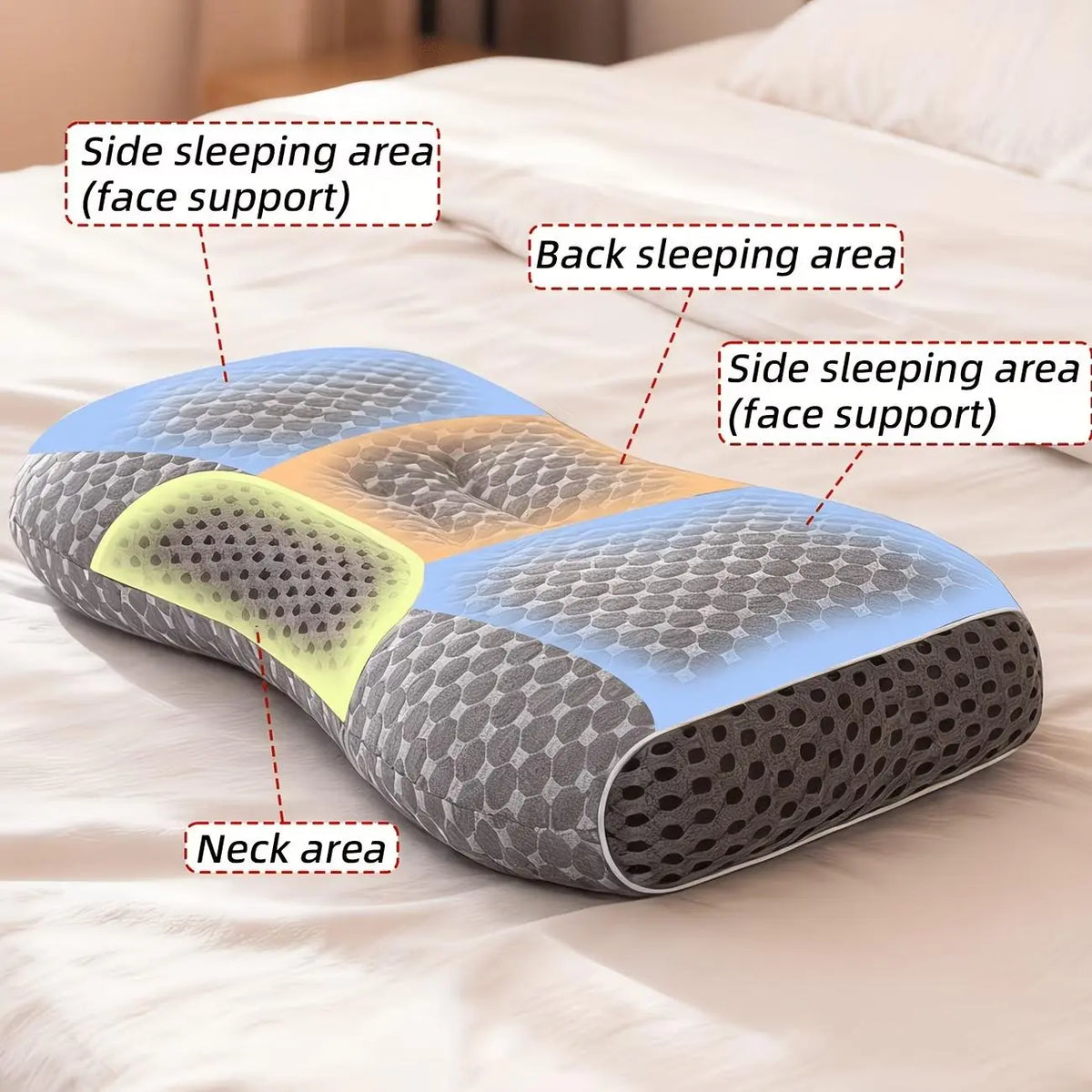 1/2pcs Polyester core neck pillow, providing comfortable support for the neck, an ergonomic high-low contour neck pillow that offers support for side-lying, back, and stomach sleeping, washable pillowcase (black)