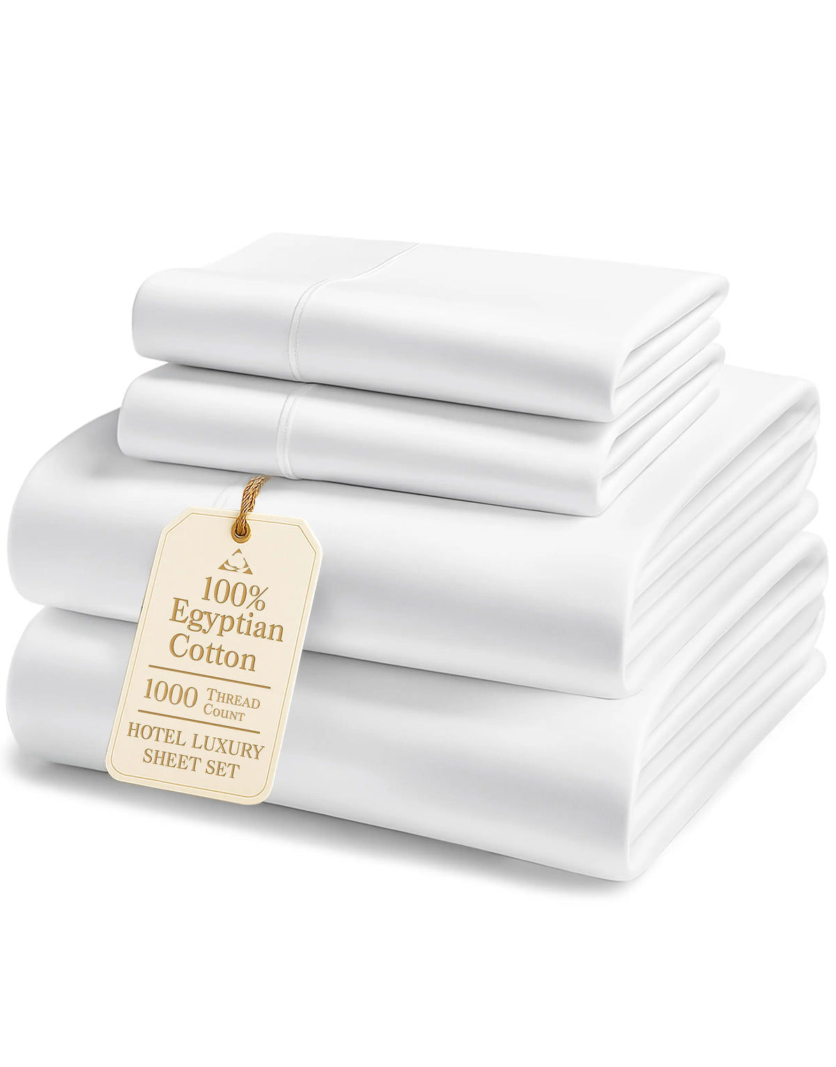 LANE LINEN 1000 Thread Count 100% Egyptian Cotton Sateen Sheet Set, OEKO-TEX Certified, 15" Deep Pocket, Naturally Cooling & Breathable, Hotel Luxury Bedding