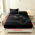 3PCS Black Cute Cat Pattern Printed Bed Sheet Three Piece Set (One Bed Sheet and Two Pillowcases) Bed Sheet Height 9.8 inches, 100% Polyester Material Machine Washable - Suitable for all seasons, ideal for bedroom and dormitory decoration