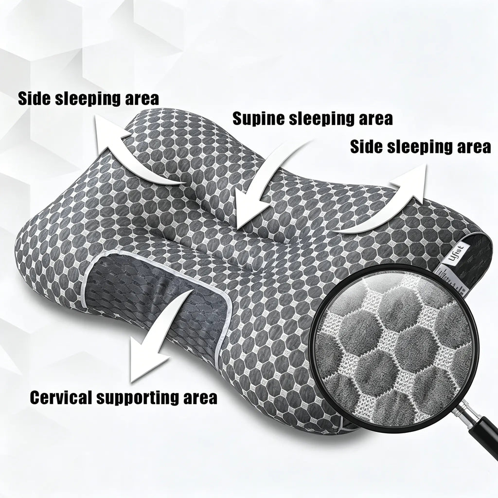 1/2pcs Polyester core neck pillow, providing comfortable support for the neck, an ergonomic high-low contour neck pillow that offers support for side-lying, back, and stomach sleeping, washable pillowcase (black)