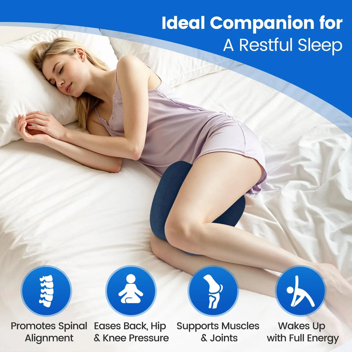 High-Density Durable Memory Foam Knee Pillow - Heart Shape Sleep Cushion for Side Sleepers, Breathable Fabric, Hidden Zipper, Aids Knees-Hips-Spinal Alignment, Allow 24 Hours for Full Expansion,sohochic