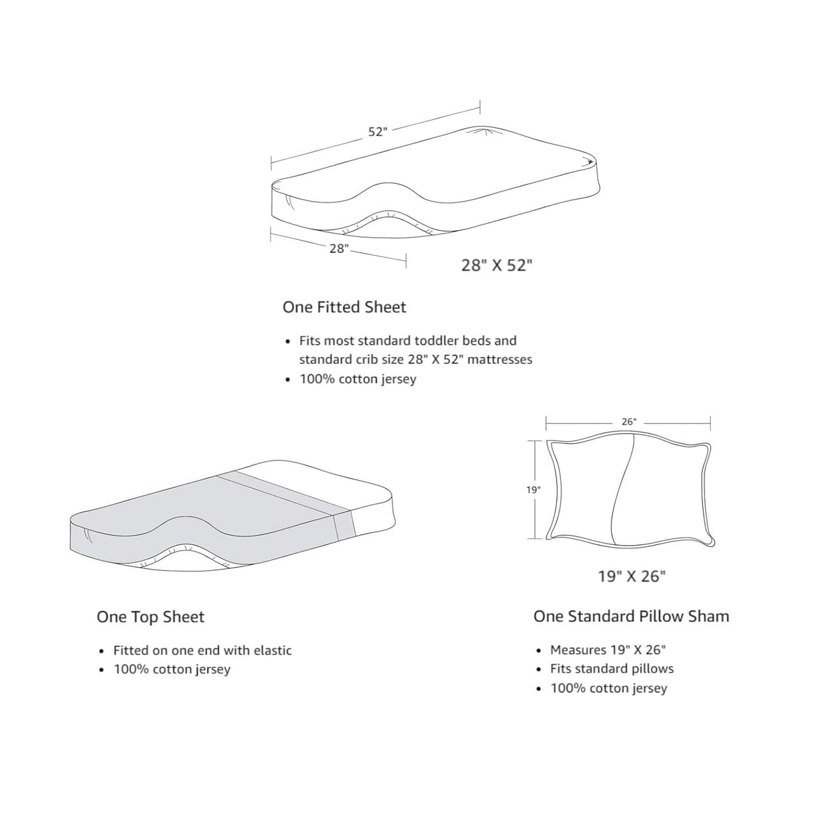 American Baby Company 28" x 52" 100% Natural Cotton Jersey Knit Toddler/Crib Sheet Set – 3-Piece Soft & Breathable Crib/Toddler Bedding Set, Pink, for Girls and Boys
