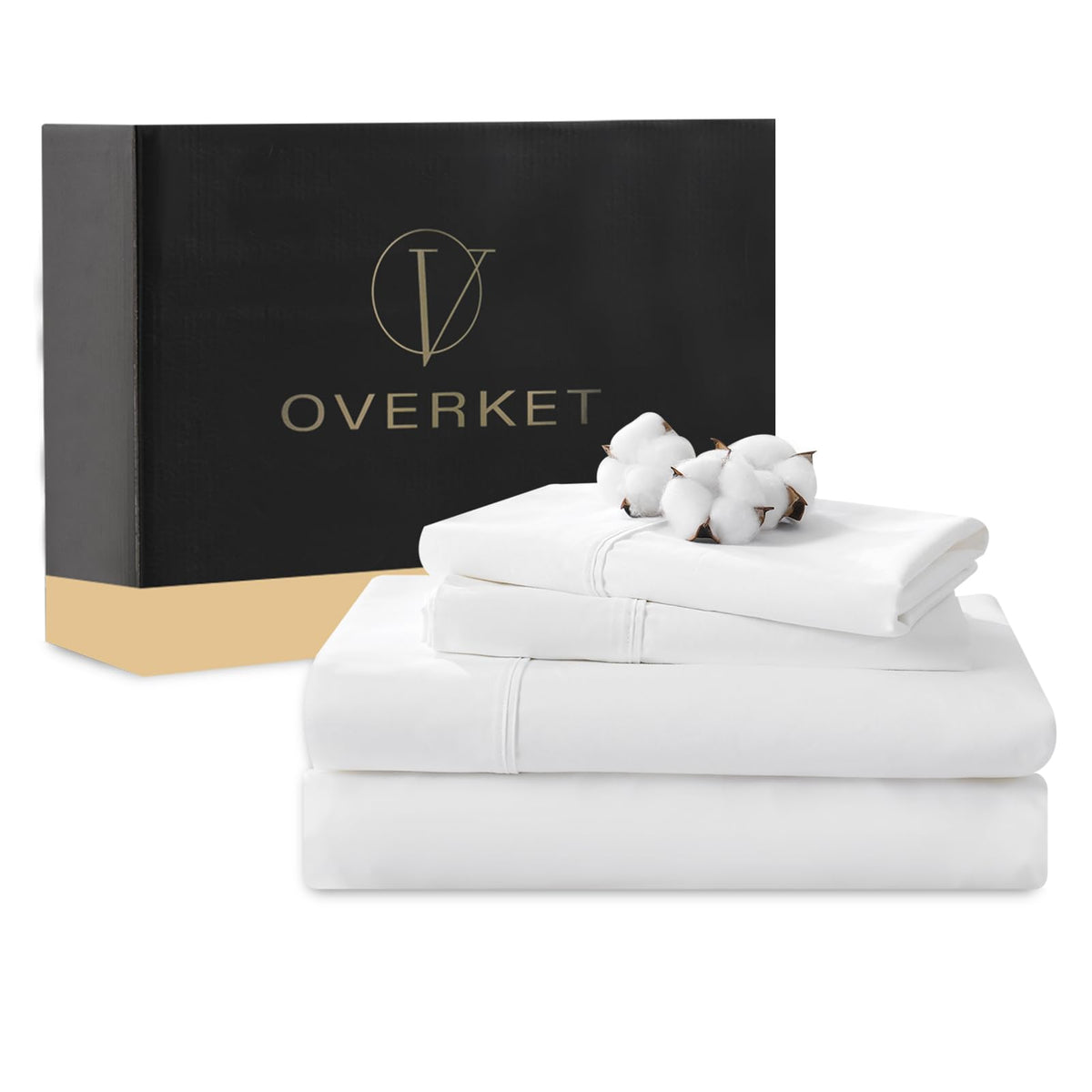 1000 Thread Count Egyptian Cotton Sheets Queen Size Set 4PCS Sateen Weave Soft Breathable 16-Inch Deep Pocket（Queen,White）
