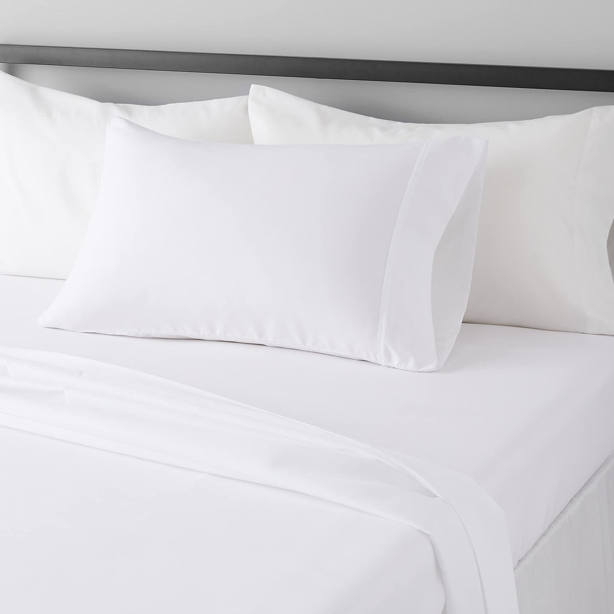 Amazon Basics Lightweight Super Soft Easy Care Wrinkle-Free Breathable Brushed Microfiber 3-Piece Bed Sheet Set with 14-Inch Deep Pockets, Twin, Dark Gray, Solid