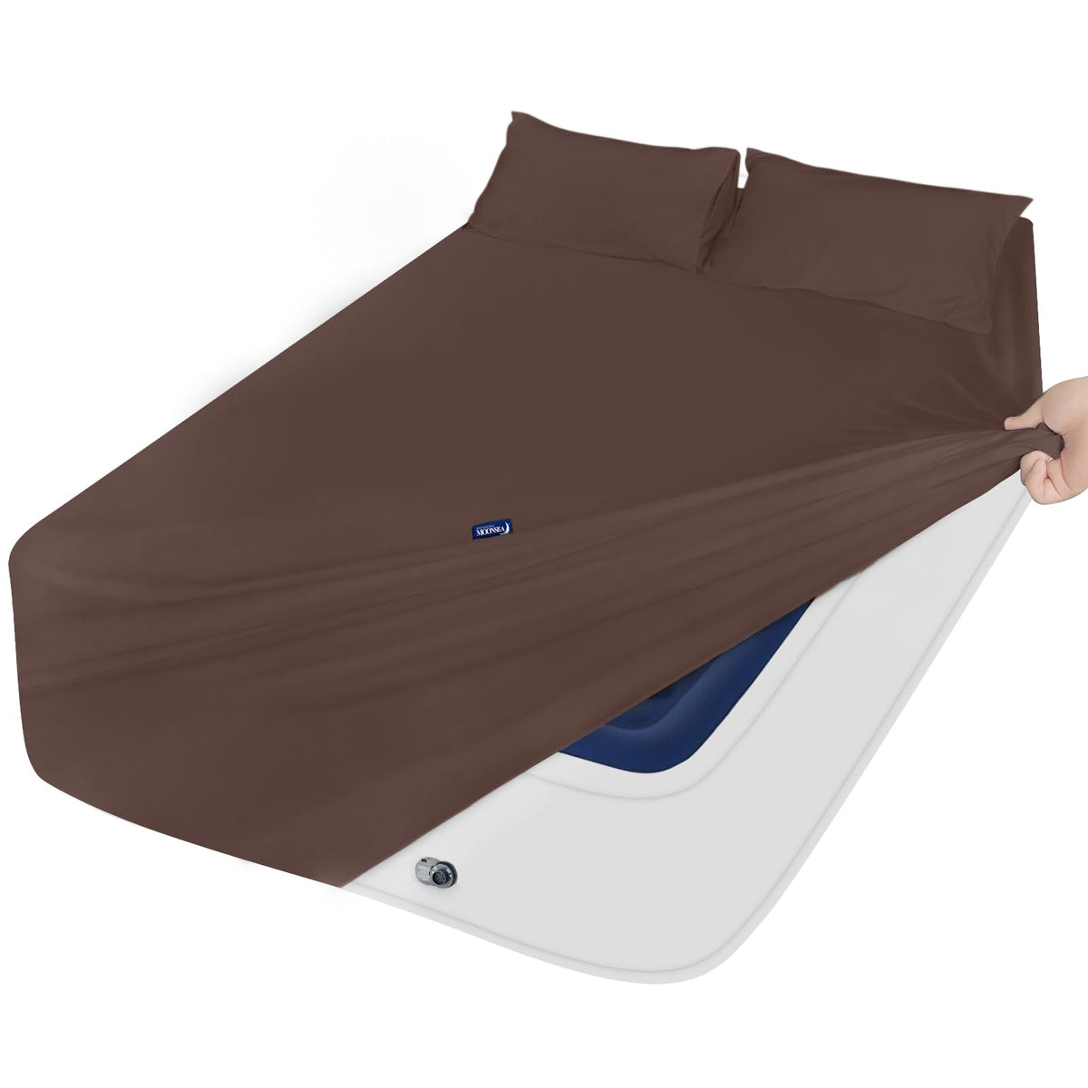 Moonsea Extra Deep Pocket Queen Sheet Sets for Air Mattress - Deep Pocket Sheets Queen Size Sets - Sheets with Pocket on Side - Easily Fits Extra Deep 16 in to 24 in Pillow Top Air Mattress (Grey)