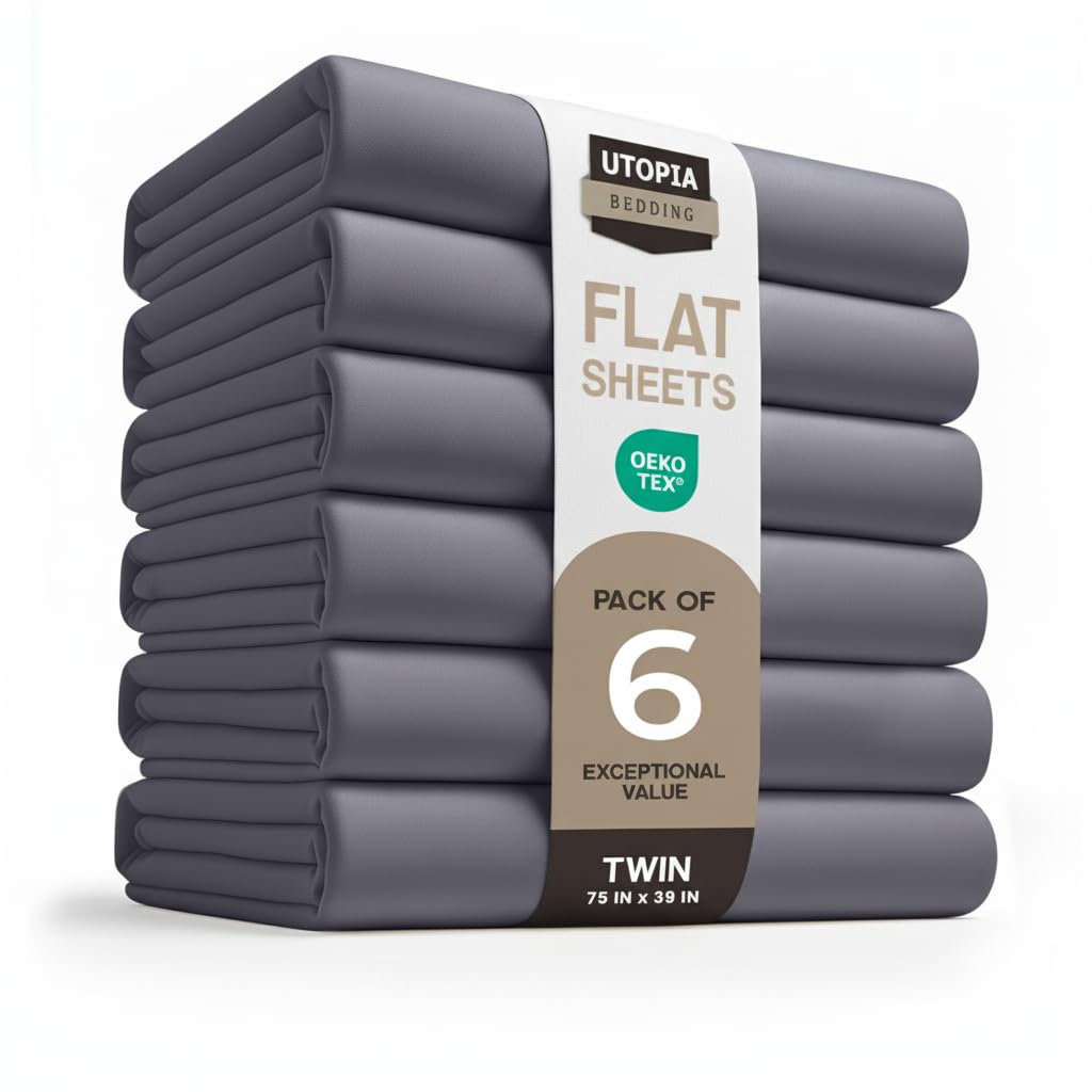Twin Size Flat Sheet Only, Ultra Soft & Breathable Hotel Sheets, White