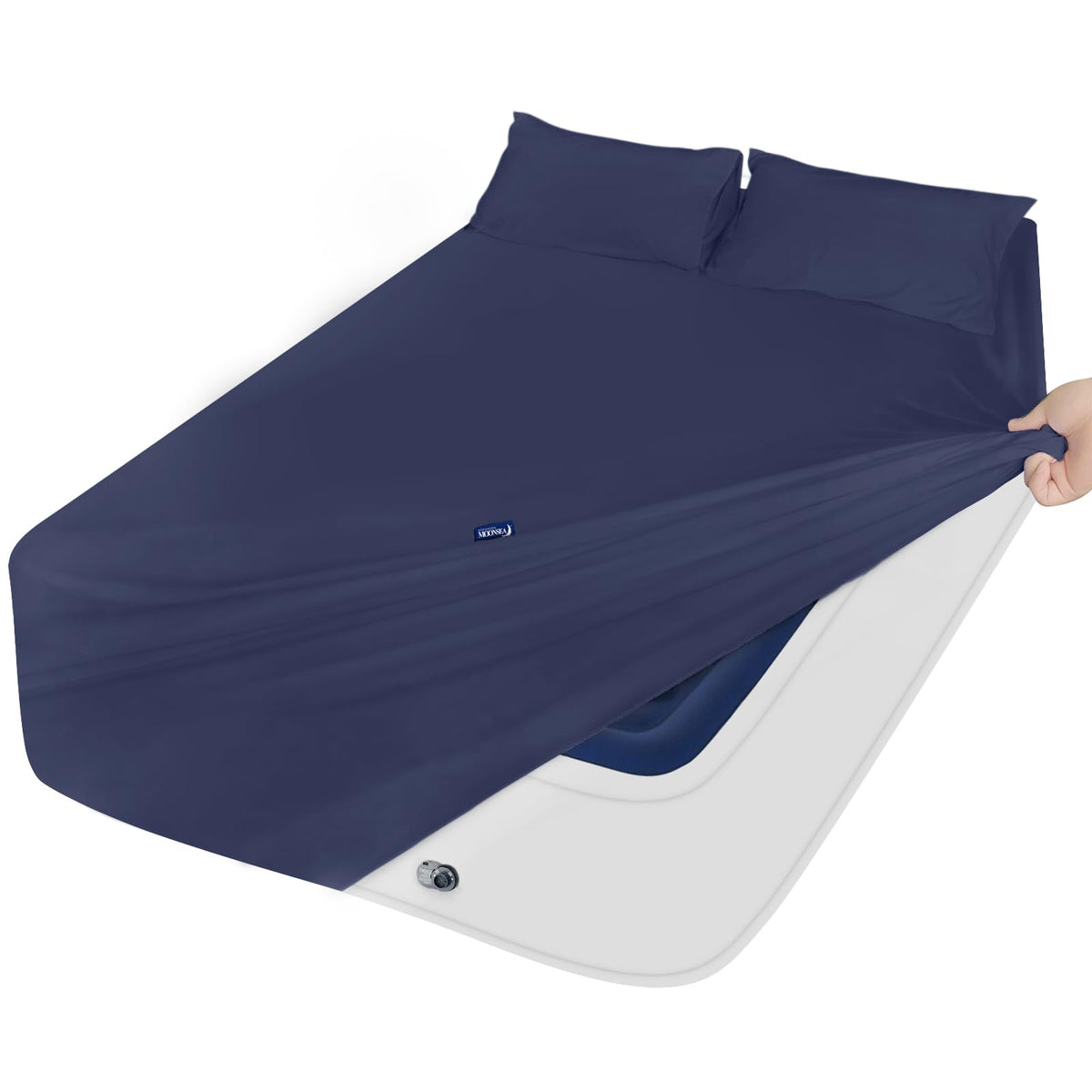 Moonsea Extra Deep Pocket Queen Sheet Sets for Air Mattress - Deep Pocket Sheets Queen Size Sets - Sheets with Pocket on Side - Easily Fits Extra Deep 16 in to 24 in Pillow Top Air Mattress (Grey)