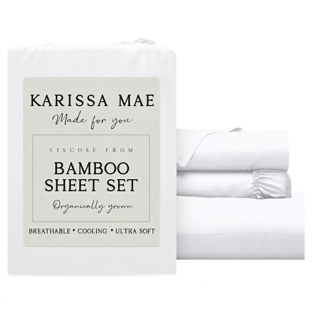 KARISSA MAE 7 Piece Luxury Bamboo Viscose Split King Sheets, FSC Certified