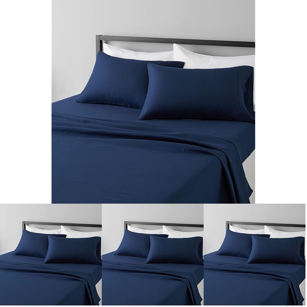 Amazon Basics Lightweight Super Soft Easy Care Wrinkle-Free Breathable Brushed Microfiber 3-Piece Bed Sheet Set with 14-Inch Deep Pockets, Twin, Dark Gray, Solid
