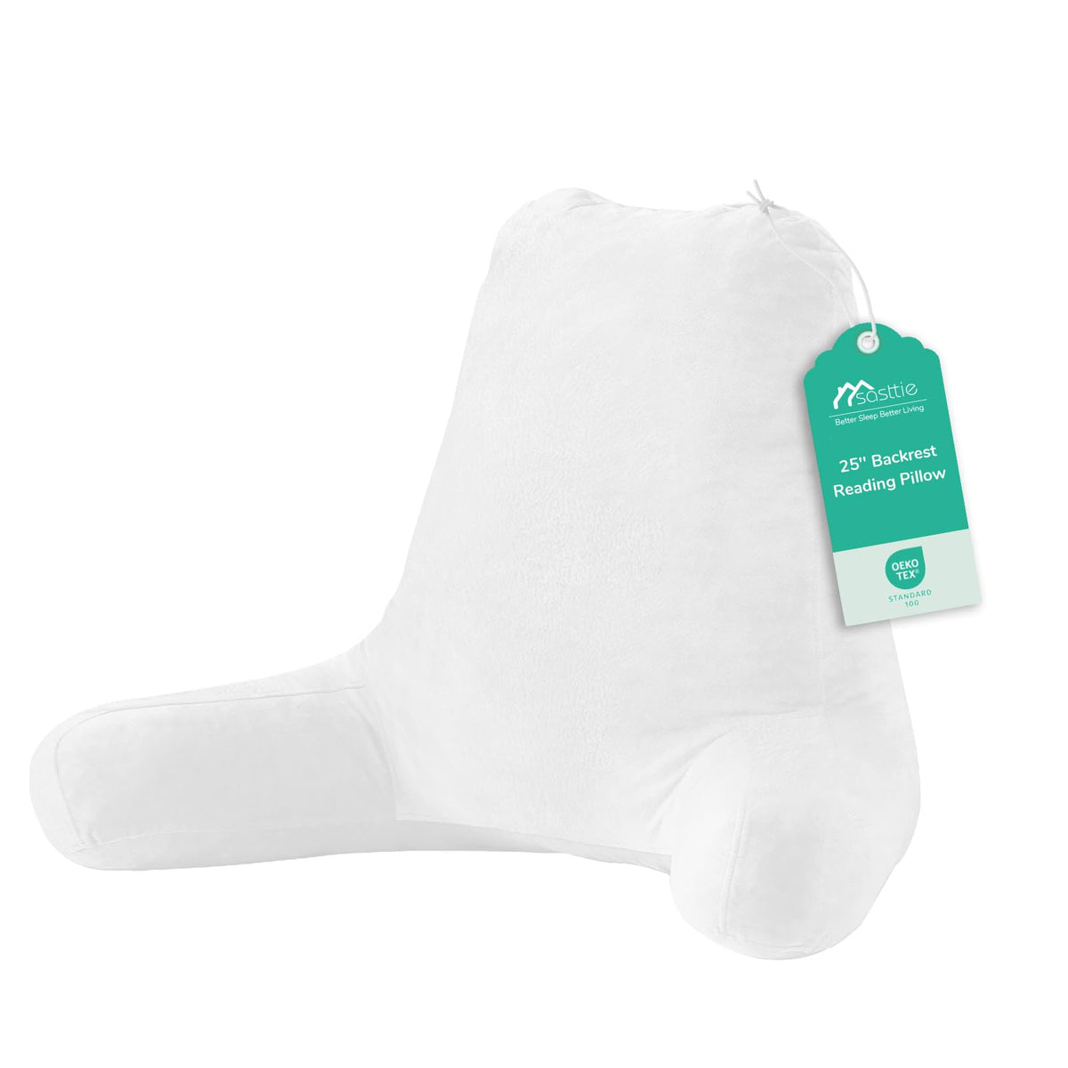 Sasttie Reading Pillow for Bed, Back Pillow for Sitting Up, Dark Grey