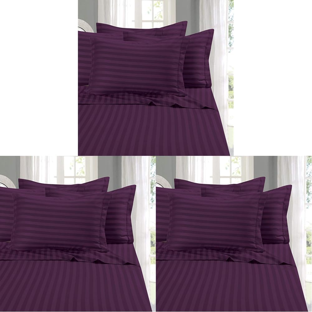 Elegant Comfort Softest and Coziest 6-Piece Sheet Set - 1500 Thread Count Egyptian Quality Luxurious Wrinkle Resistant 6-Piece Damask Stripe Bed Sheet Set, Queen, Camel/Gold