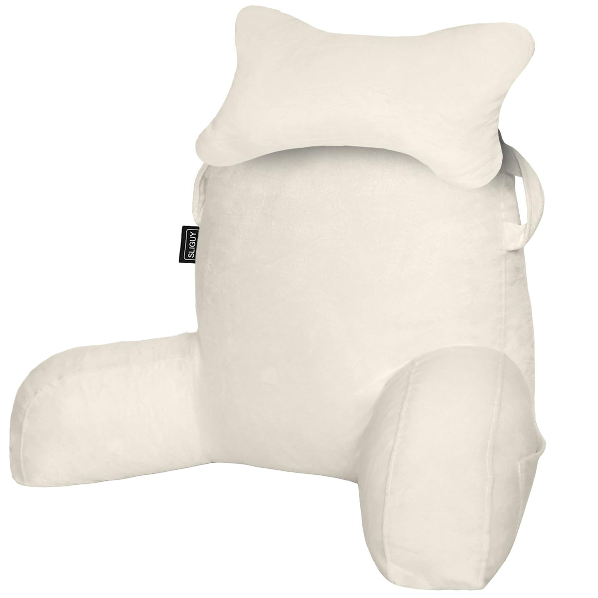 SLIGUY Reading Pillow for Sitting in Bed Couch Adult, Back Pillow with arm Support and Pockets, Adult Back Pillow Bed Chair for Bed Rest, Reading, Watching TV, Gaming for Boys and Girls Dark Grey