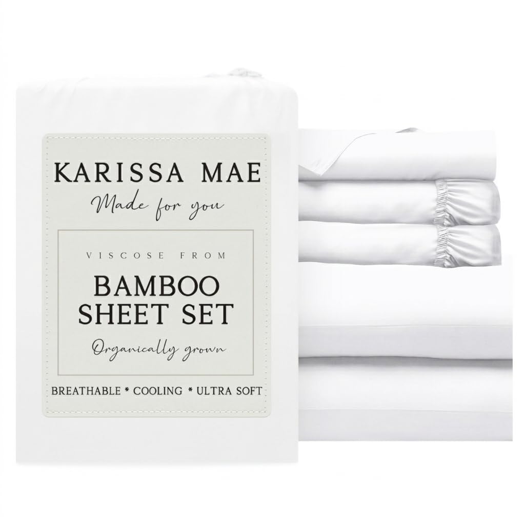 KARISSA MAE 7 Piece Luxury Bamboo Viscose Split King Sheets, FSC Certified