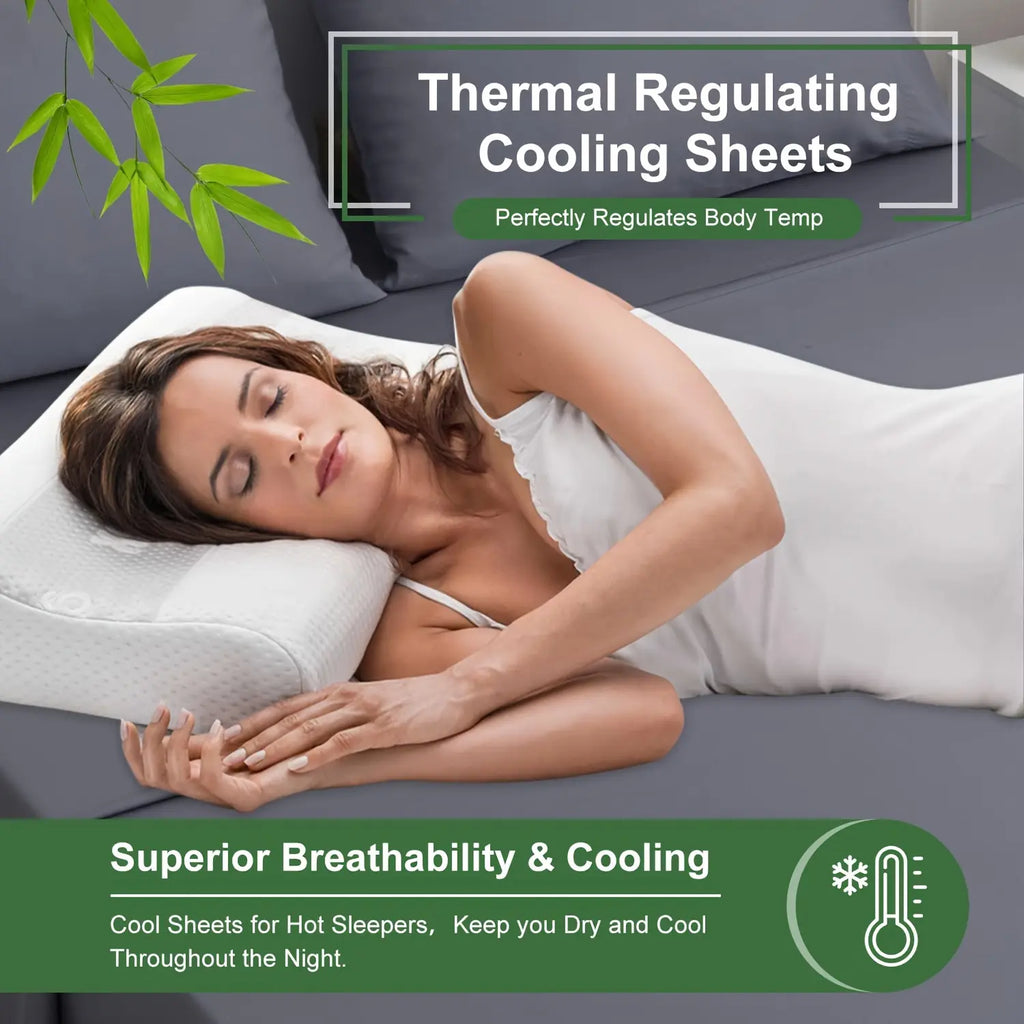 Soft Bamboo Sheets Twin/Full/Queen/King Size - Cooling Bamboo Bed Sheets for Hot Sleepers, Breathable & Moisture Wicking, Hotel Luxury Bedding Set with Deep Pockets