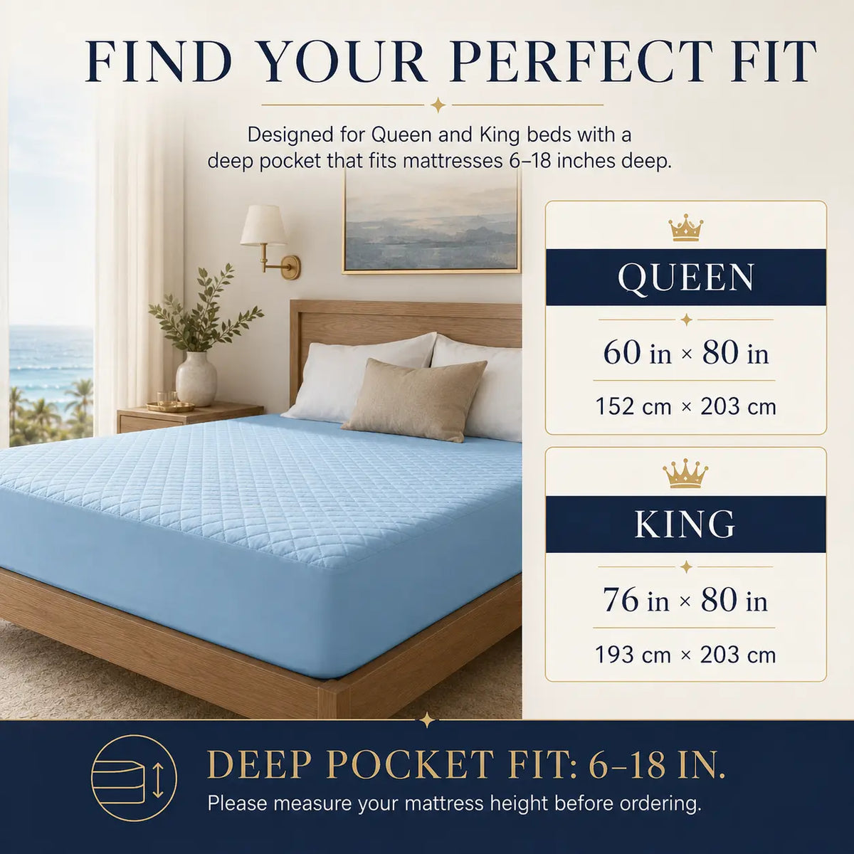 1PC Waterproof Mattress Pad (No Pillowcase & Pillow), Soft Skin-Friendly Stain-Resistant Wrinkle-Free with Deep Pocket, Ideal for Home & Dorm sheet protector  bed sheet set