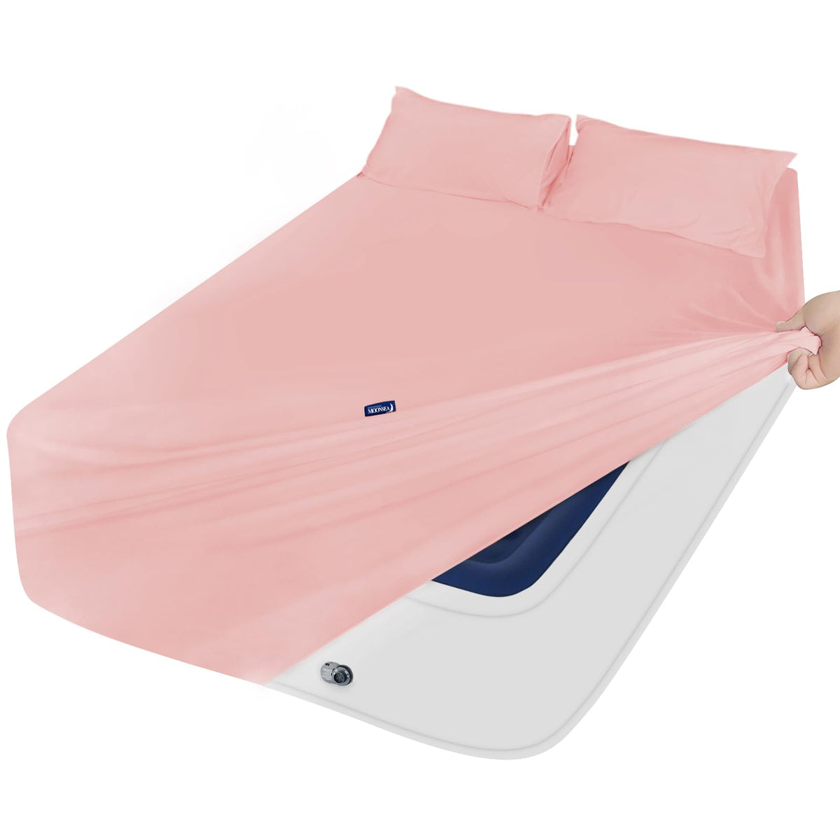 Moonsea Extra Deep Pocket Queen Sheet Sets for Air Mattress - Deep Pocket Sheets Queen Size Sets - Sheets with Pocket on Side - Easily Fits Extra Deep 16 in to 24 in Pillow Top Air Mattress (Grey)