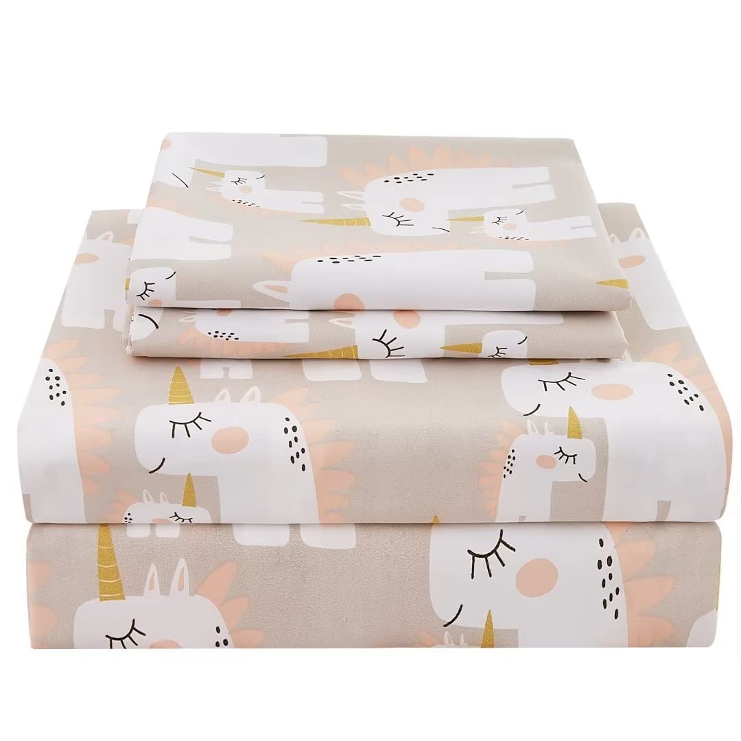 JSD Pink Unicorn Rainbow Kids Twin Sheet Set for Girls 3 Piece