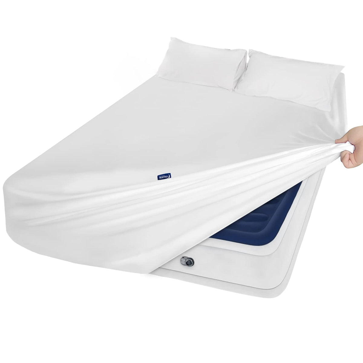 Moonsea Extra Deep Pocket Queen Sheet Sets for Air Mattress - Deep Pocket Sheets Queen Size Sets - Sheets with Pocket on Side - Easily Fits Extra Deep 16 in to 24 in Pillow Top Air Mattress (Grey)