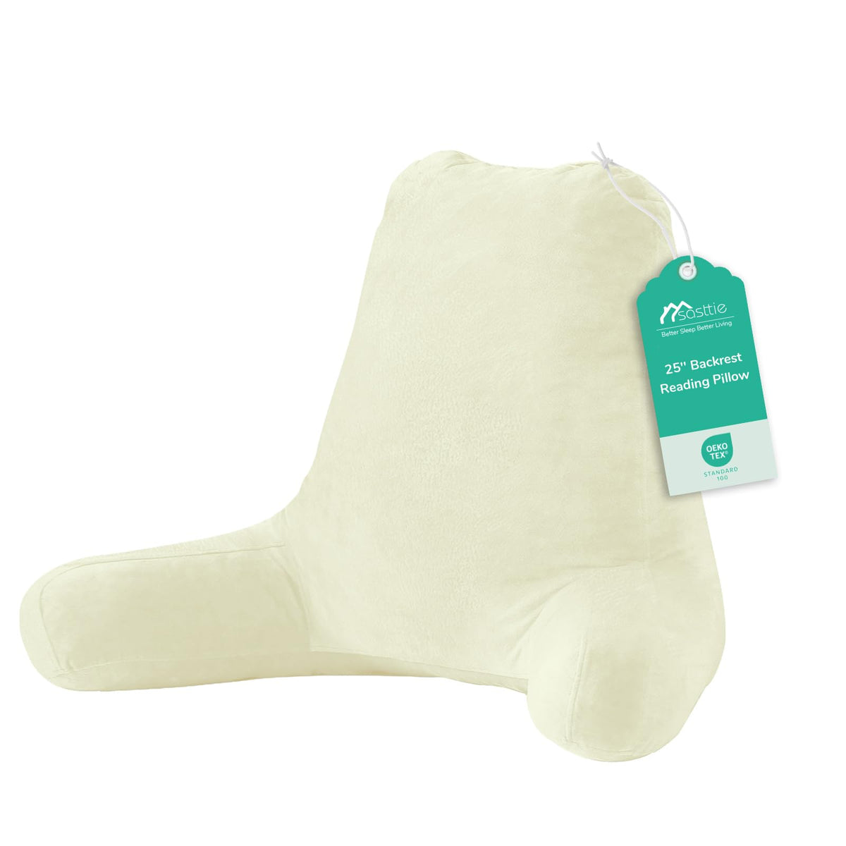 Sasttie Reading Pillow for Bed, Back Pillow for Sitting Up, Dark Grey