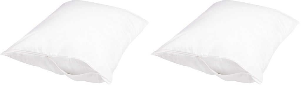 Amazon Basics Queen Pillow Protector with Zipper, 100% Cotton Hypoallergenic, Machine Washable, White, 31 x 21 Inches, Pillows Not Included