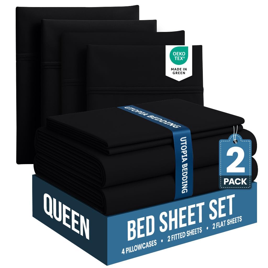 Queen Sheets Set, 4 Pieces 16" Deep Pocket Hotel Luxury Bed Sheets, Brown
