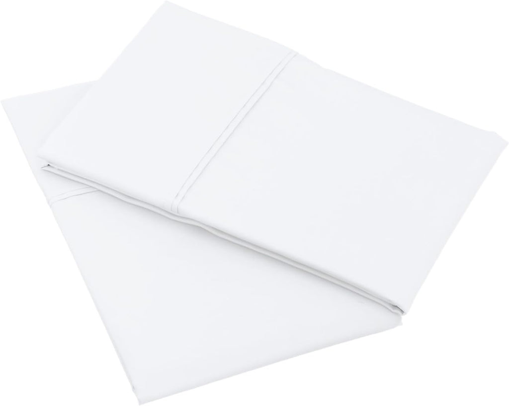 Amazon Basics 400 Thread Count Soft 100% Cotton Pillow Cases, Wrinkle Resistant, Sateen Weave, King Size, 40" x 20", Machine Washable, White, Set of 2, Pillows Not Included