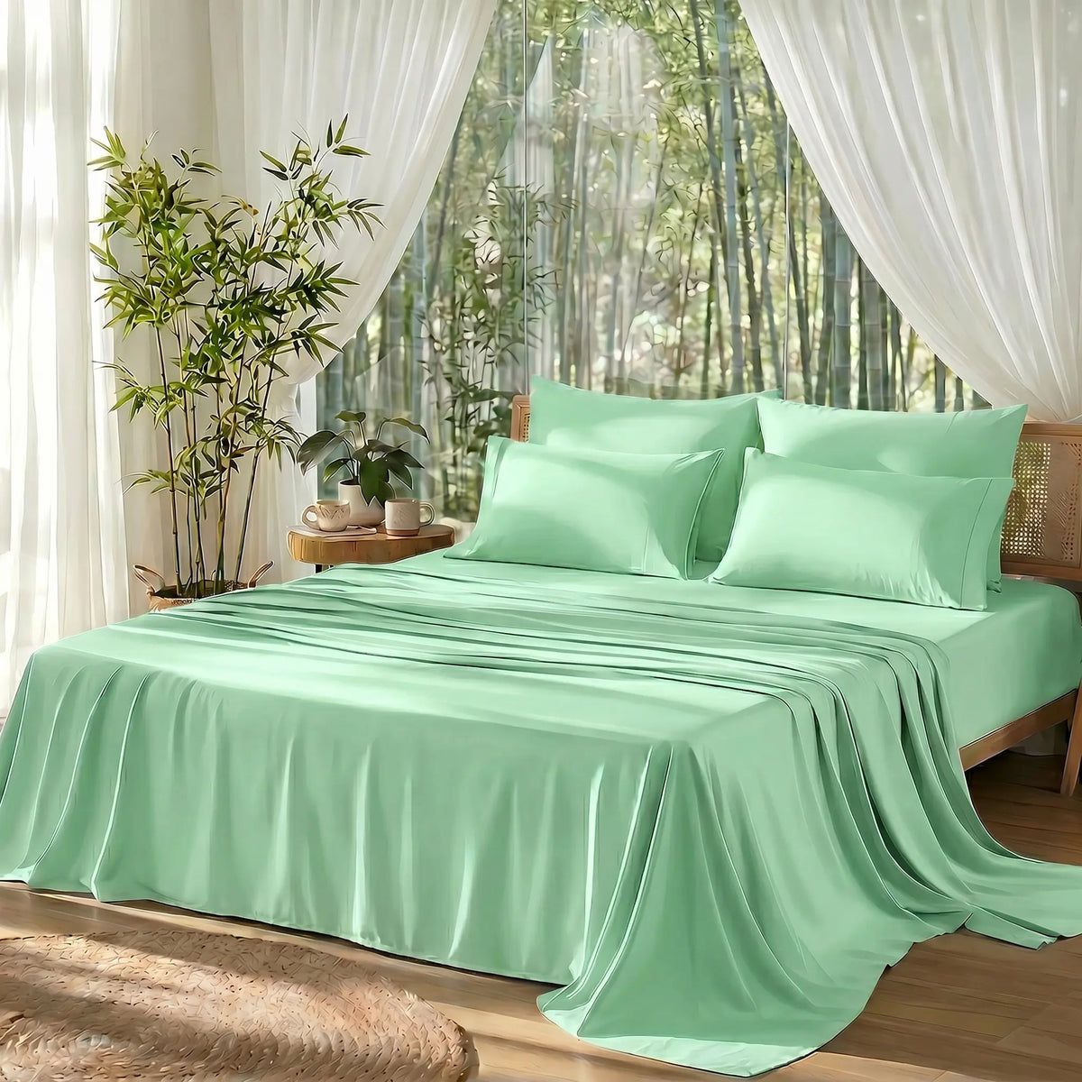 【Memorial Day Deals】Bamboo-Derived Sheet Set – 3/4-Piece Breathable, Hotel-Style Ultra-Soft, 16" Deep Pocket, Wrinkle-Resistant & Fade-Resistant bed accessories natural fabric springglowup