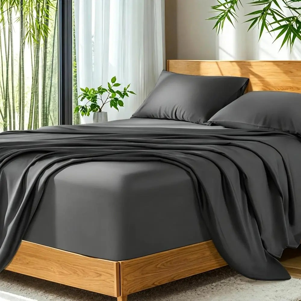 Soft Bamboo Sheets Twin/Full/Queen/King Size - Cooling Bamboo Bed Sheets for Hot Sleepers, Breathable & Moisture Wicking, Hotel Luxury Bedding Set with Deep Pockets