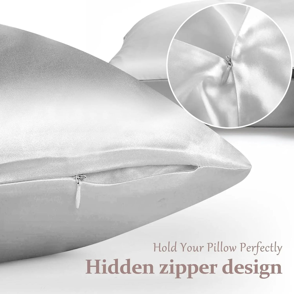Dysiuv 2-Pack Queen Pure Silk Pillowcases, Premium Bedding Linens, Luxurious Beddings, 100% Mulberry Silk, Double-Sided, Anti-Allergic, Cooling, Silky Soft, Wrinkle-Resistant, Hair & Skin Protective, Fade-Resistant, Neat Stitching, Non-Run Bedroom Gifts