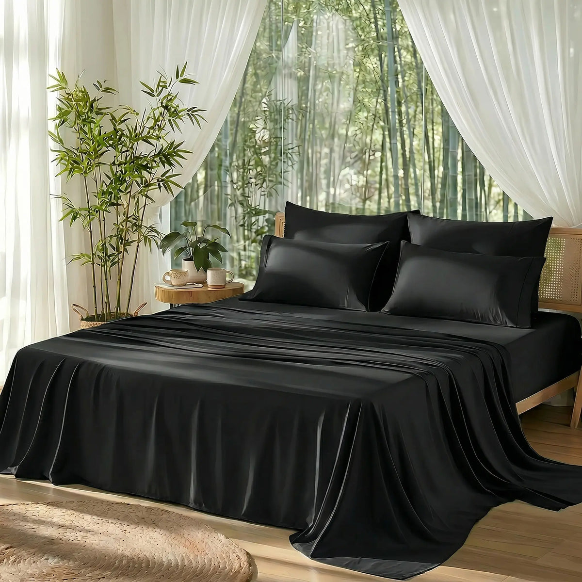 【Memorial Day Deals】Bamboo-Derived Sheet Set – 3/4-Piece Breathable, Hotel-Style Ultra-Soft, 16" Deep Pocket, Wrinkle-Resistant & Fade-Resistant bed accessories natural fabric springglowup