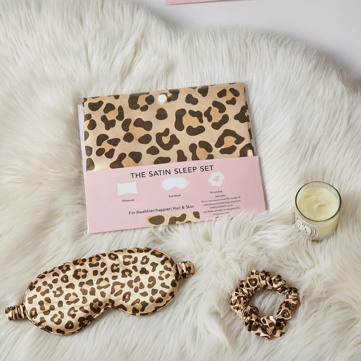 Leopard Print Pillowcase Set, 3 Counts/set Including 1 Count Pillowcase & 1 Count Scrunchie & 1 Count Eye Mask, Soft Comfortable Cozy Comfy Bedding Set for Home & Travel