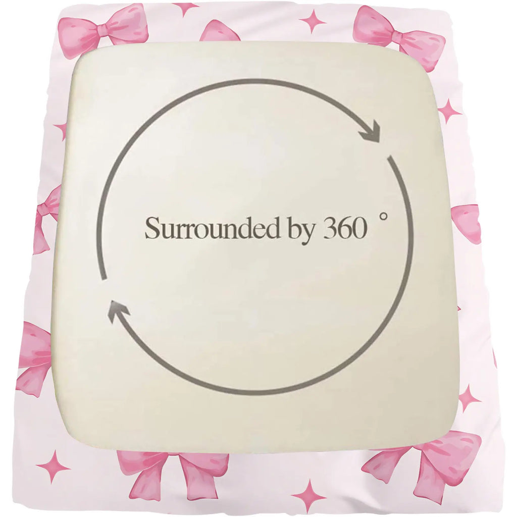 Sweet Gradient All-Over Print Bow Fitted Sheet Set, Includes 1 Fitted Sheet & 2 Coreless Pillowcases, Soft And Breathable Deep Pocket Mattress Cover, Teenage Girls’ Macaron-Style Bedding Set, Cream INS Girly Bedroom Decor, Soft Comfy Bedding